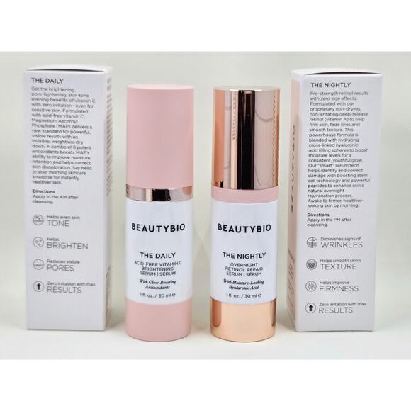 BeautyBio The Daily Vit-C Brightening & Overnight Retinol Serum 1 fl. oz. ea-NIB - Picture 3 of 3